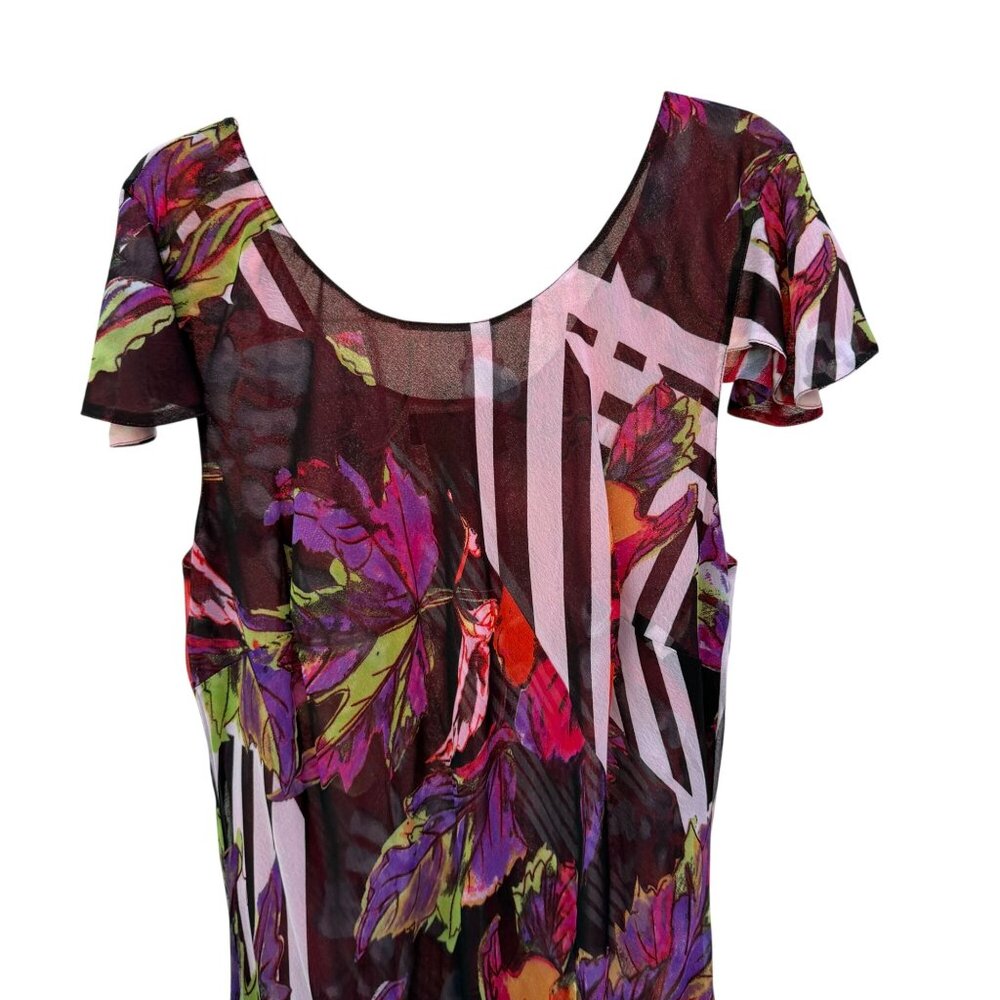 Kenzie Reversible Maxi Dress 18W Scoop Neck Floral Boho Hippie Tropical Red - Picture 3 of 11